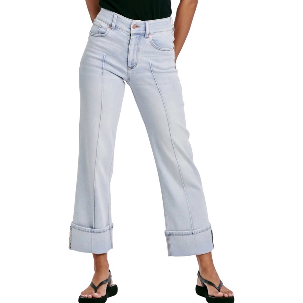 Dear John NEW Holly Light Wash High-Rise Cuffed Straight Leg Jeans Size 30 NWT - Picture 3 of 12